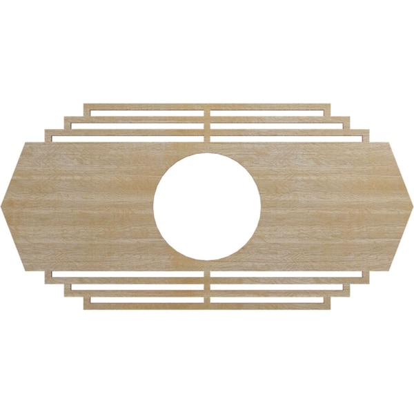 Ekena Millwork Chrysler Wood Fretwork Pierced Ceiling Medallion, Birch, 16"W x 8"H x 4 1/4"ID x 1/4"T CMWP16X08X0250CSBI - main